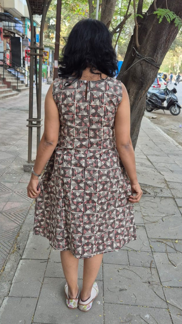 Clay Hand block Dabu Sleeveless One Piece
