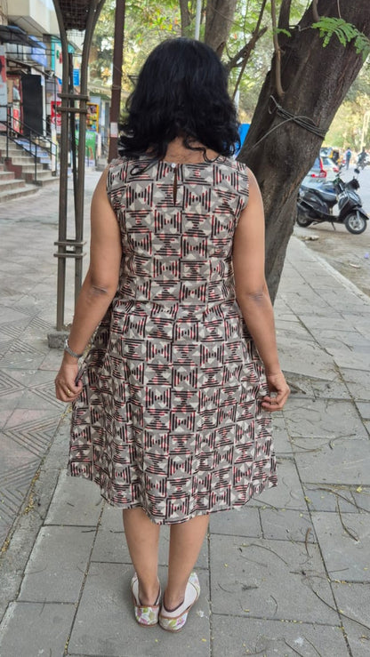 Clay Hand block Dabu Sleeveless One Piece