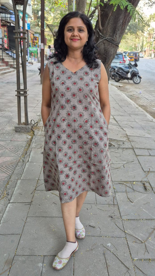 Kashish Hand block Dabu Sleeveless One Piece