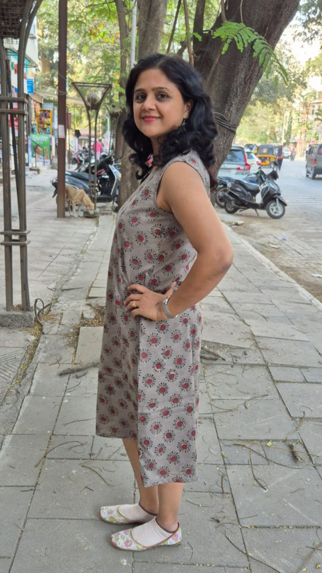 Kashish Hand block Dabu Sleeveless One Piece