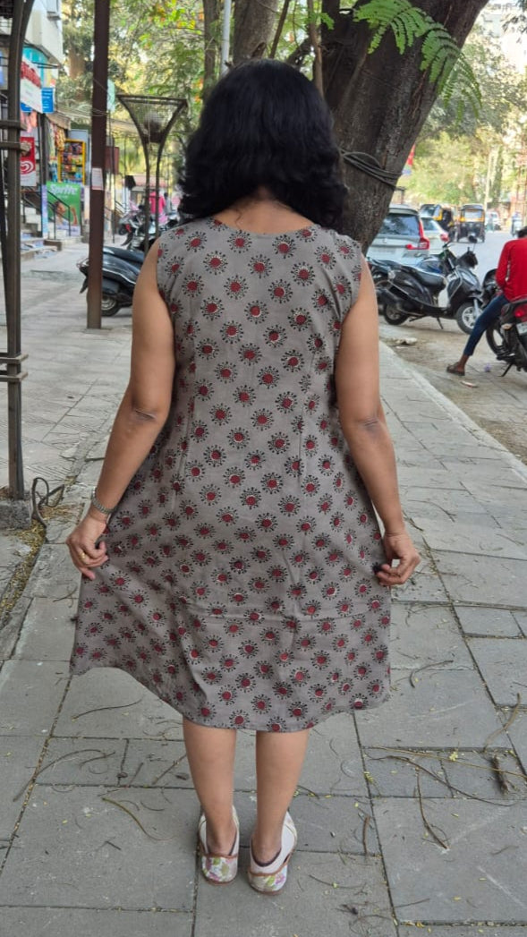 Kashish Hand block Dabu Sleeveless One Piece