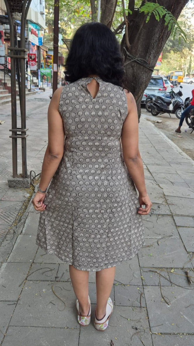 Clay Hand block Dabu Sleeveless One Piece