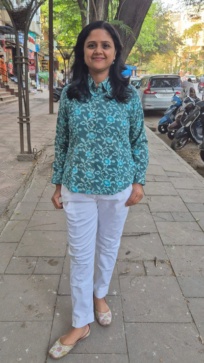 Grey Dabu Hand Block Printed Shirt