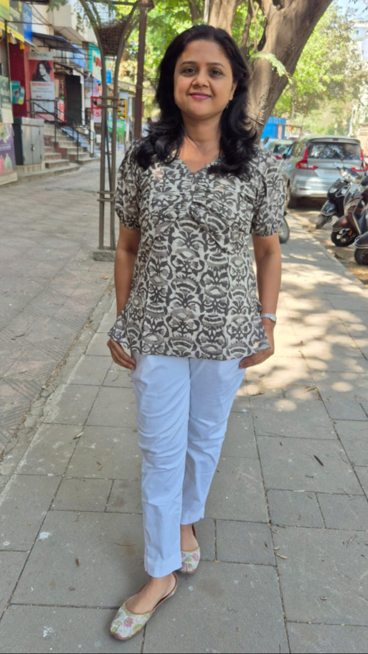 Kashish Dabu Hand Block Printed Short Top