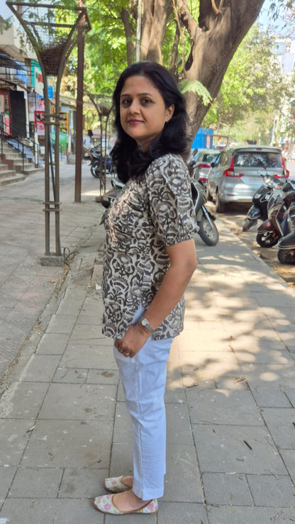 Kashish Dabu Hand Block Printed Short Top
