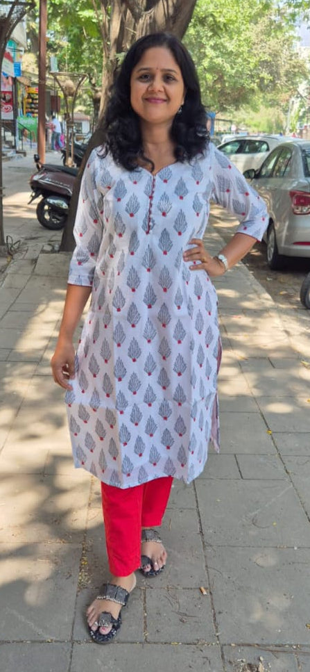 White Mul Cotton Kurta