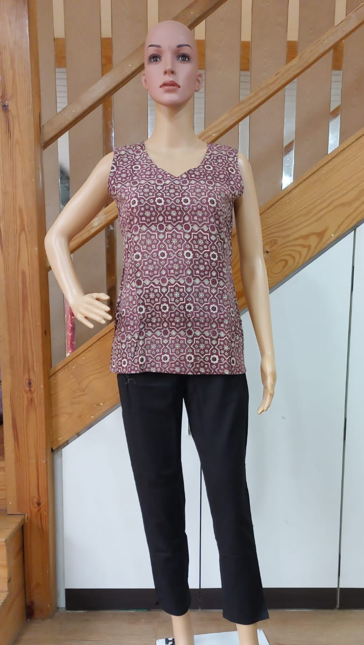 Maroon Pure Cotton Short Top