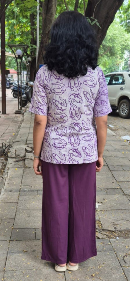 Purple Cotton Cracks Dabu Short Top