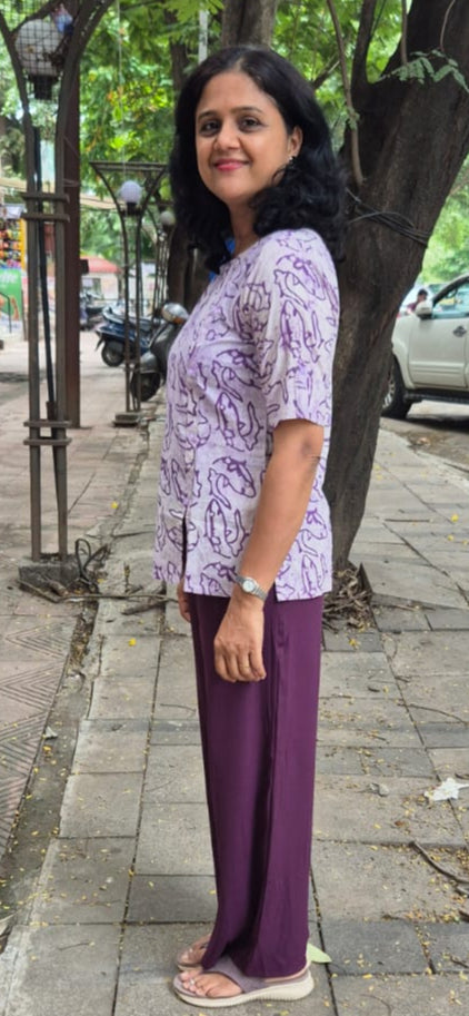 Purple Cotton Cracks Dabu Short Top