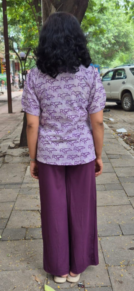 Purple Cotton Cracks Dabu Short Top