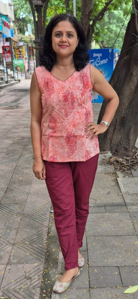 Orange Cotton Cracks Dabu Short Top