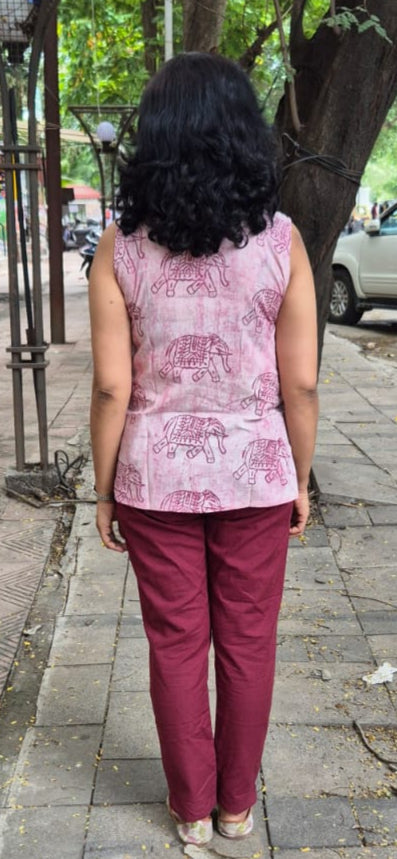Onion Pink Cotton Cracks Dabu Short Top