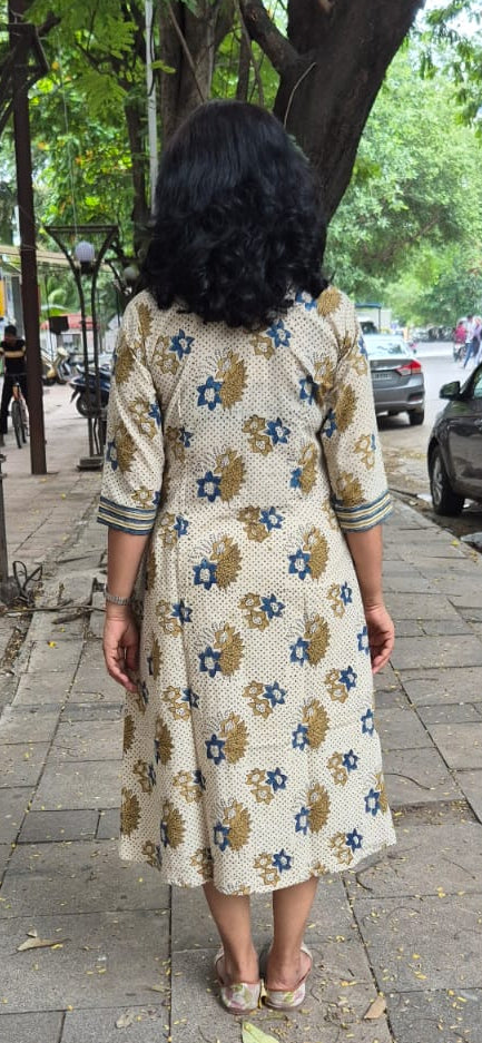 Off White Pure Ajrakh One Piece Dress