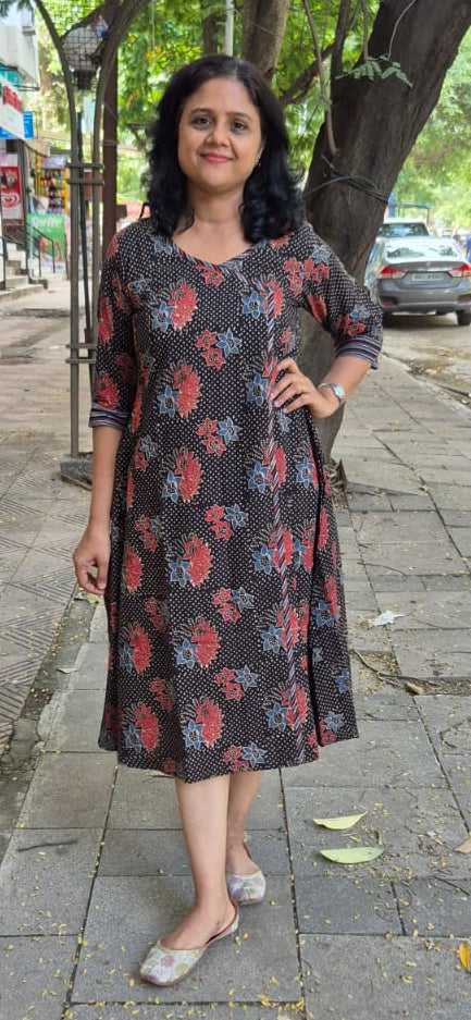 Black Pure Ajrakh One Piece Dress