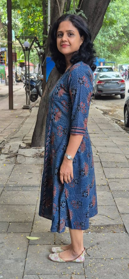 Blue Pure Ajrakh One Piece Dress