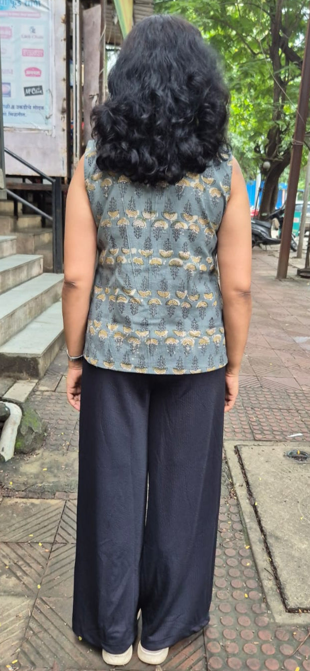 Grey Slub Cotton Short Top