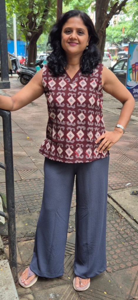 Wine Slub Cotton Short Top