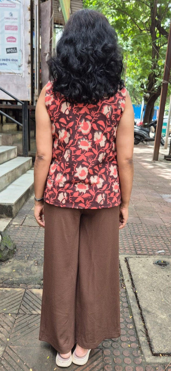 Brown Slub Cotton Short Top