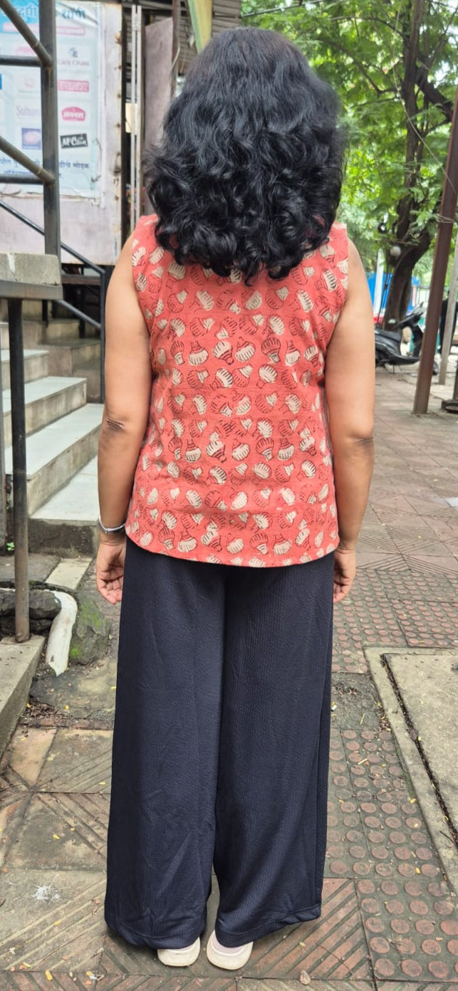 Peach Slub Cotton Short Top