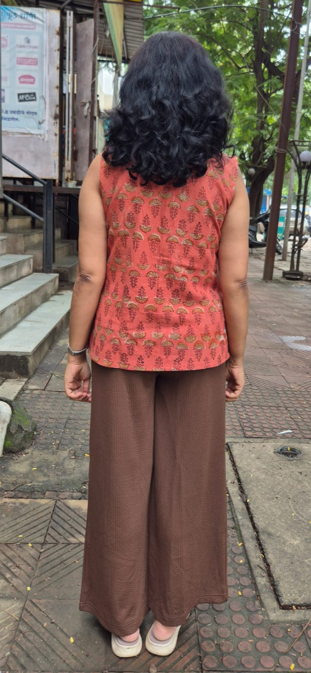 Peach Slub Cotton Short Top