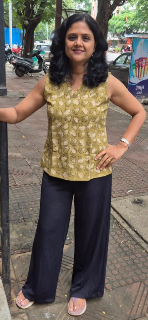 Mehendi Green Slub Cotton Short Top
