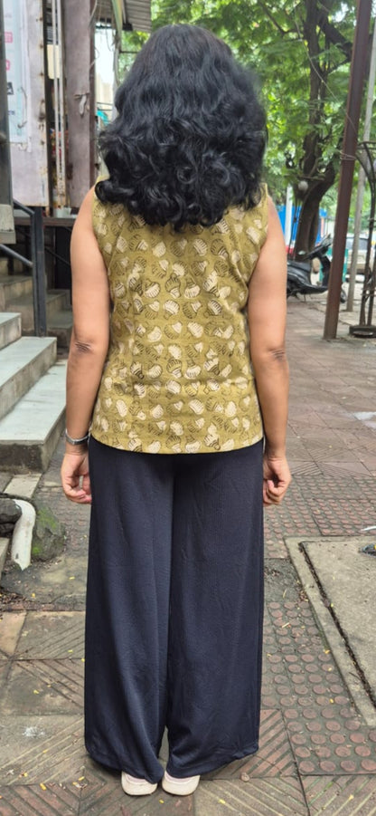 Mehendi Green Slub Cotton Short Top
