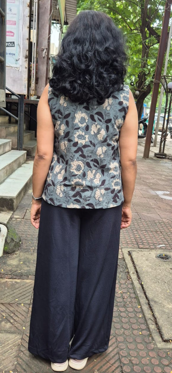 Grey Slub Cotton Short Top