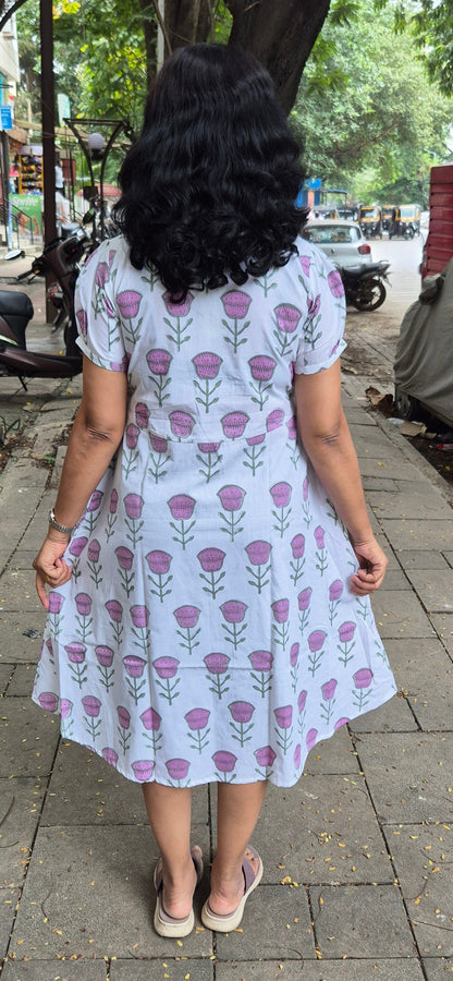 White Poplin Knee Length One Piece