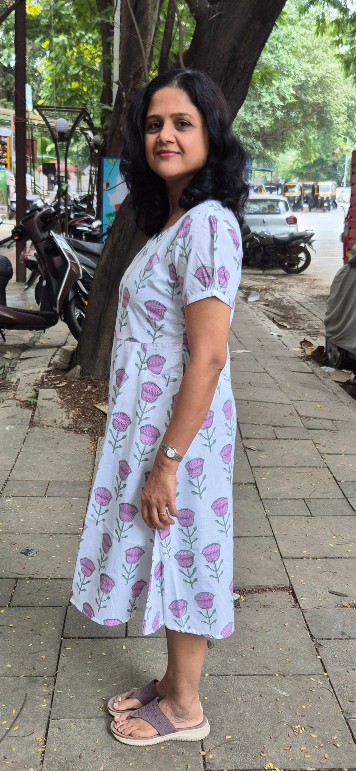 White Poplin Knee Length One Piece