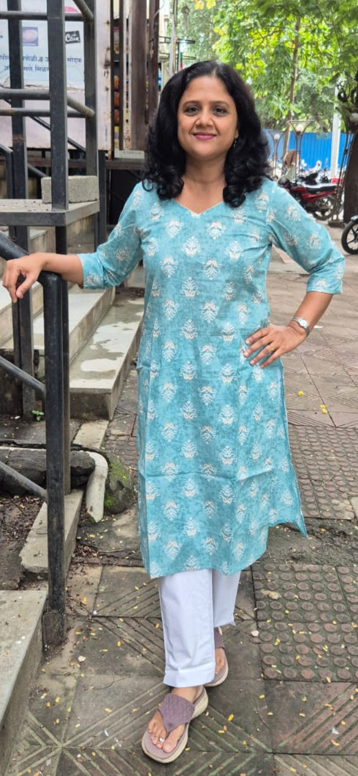 Sky Blue Pure Cotton Kurta