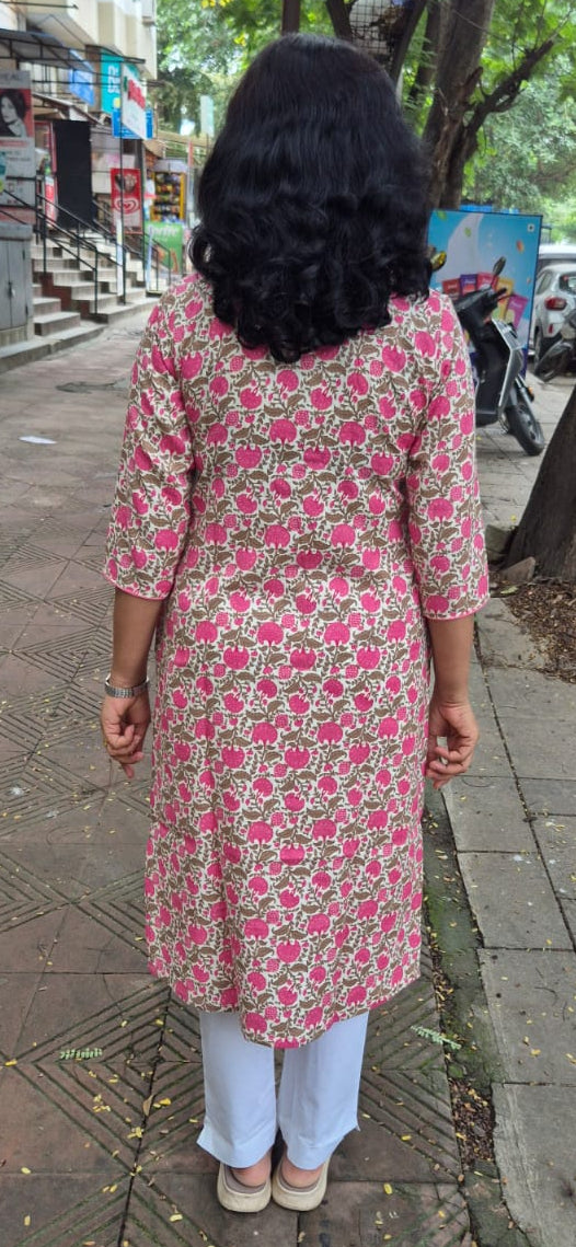 Pink Cotton Flex Kurta