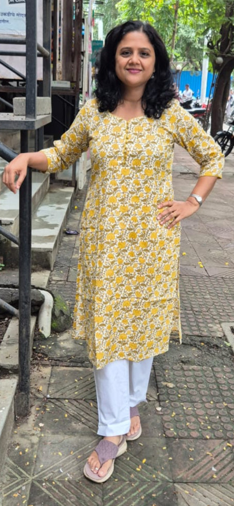 Yellow Cotton Flex Kurta