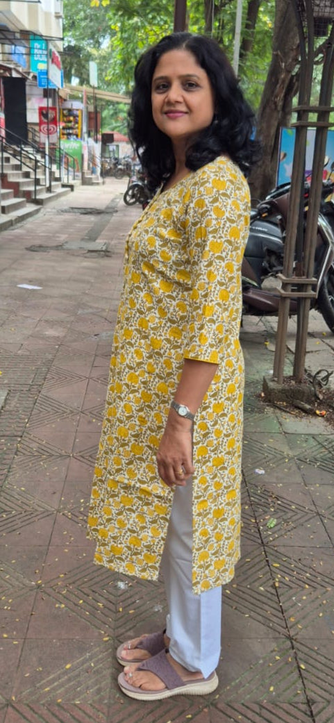 Yellow Cotton Flex Kurta