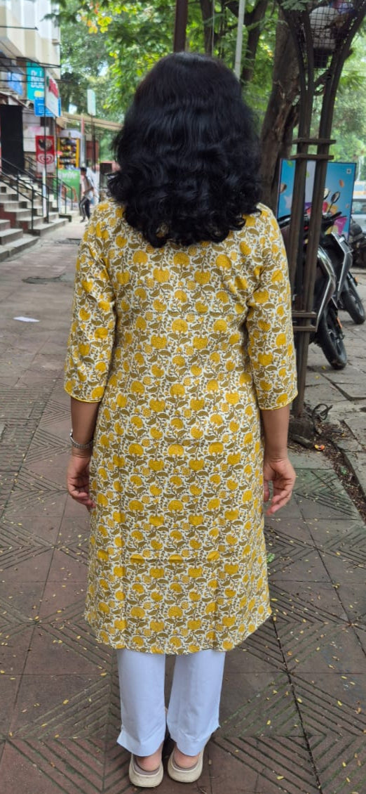 Yellow Cotton Flex Kurta