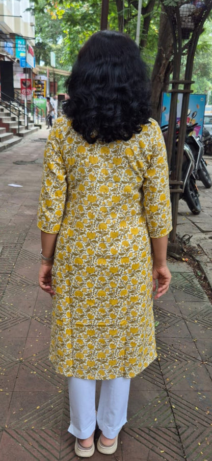 Yellow Cotton Flex Kurta