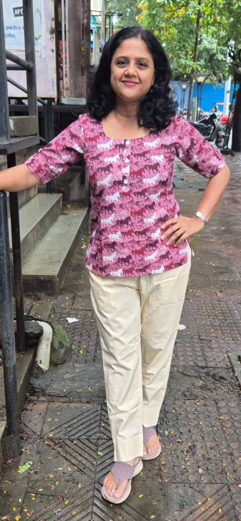 Wine Pure Cotton Short Top