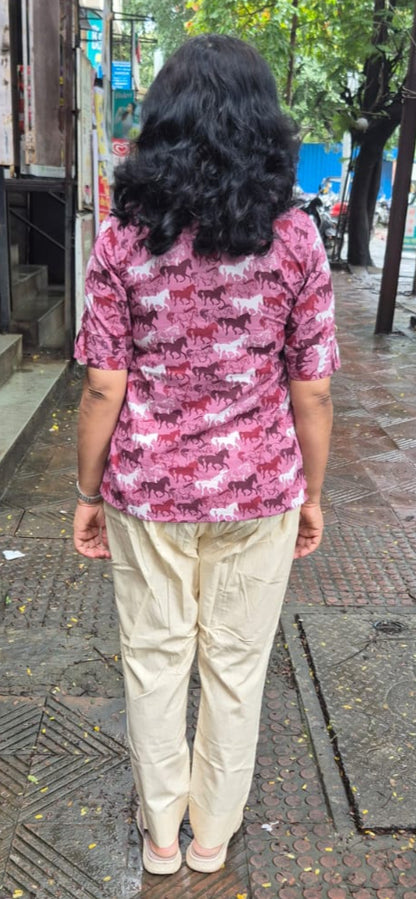 Wine Pure Cotton Short Top