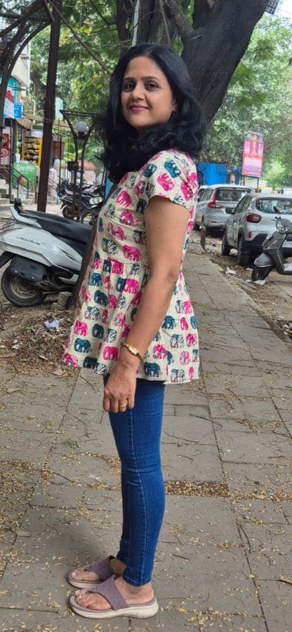 Off White animal print peplum Short top