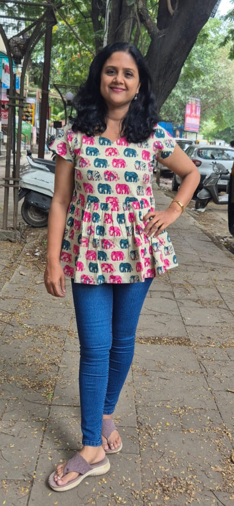 Off White animal print peplum Short top