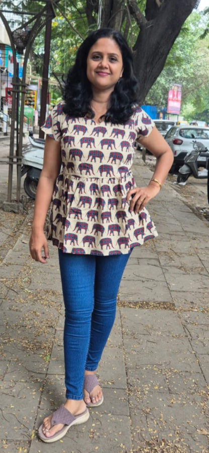 Off White animal print peplum Short top