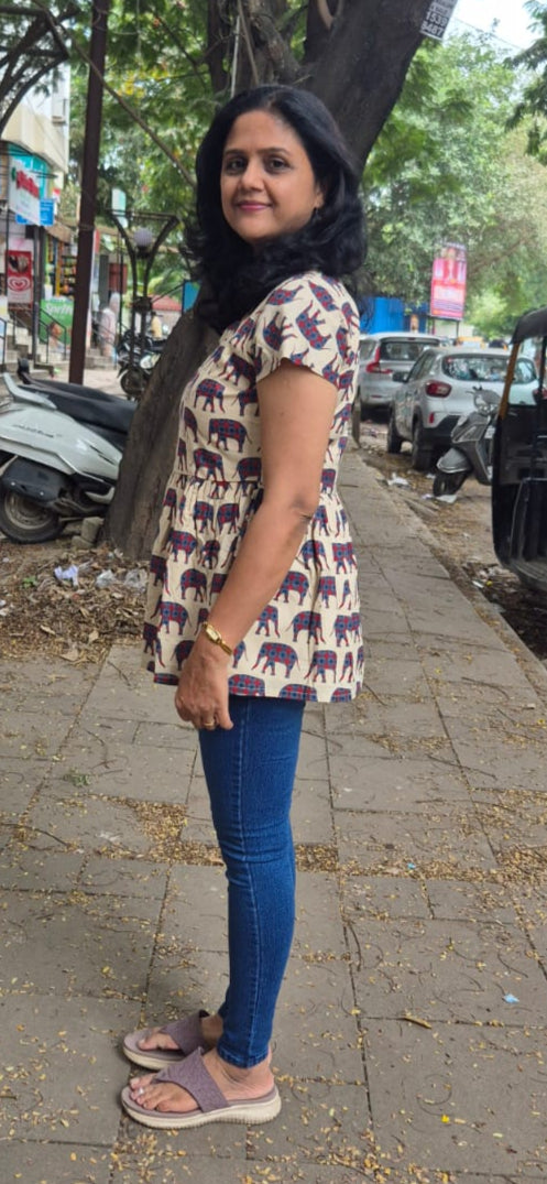 Off White animal print peplum Short top