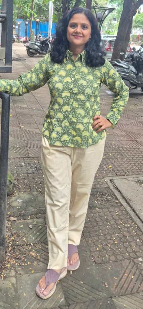 Mehendi Green  Dabu Hand Block Printed Full Shirt