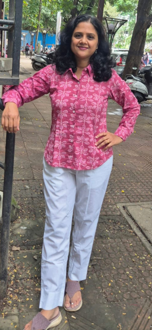 Onion Pink  Dabu Hand Block Printed Full Shirt