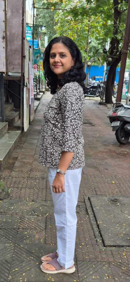 Clay Pure Cotton Dabu Handblock Printed Short Top