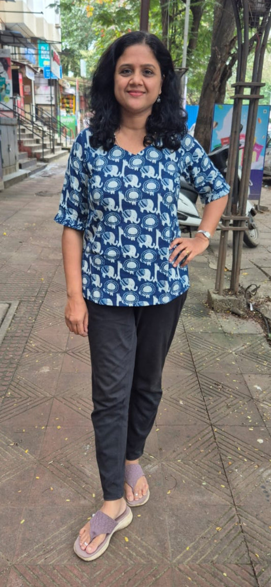 Indigo  Cotton Short Topo Cotton Short Top