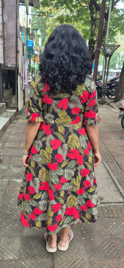 Black  Pure Cotton Printed One Piece