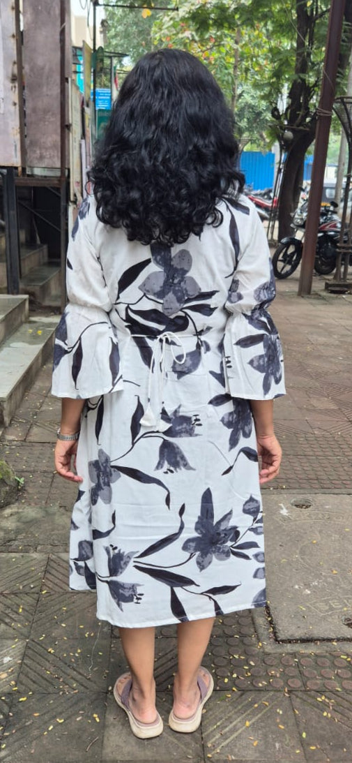 White Pure Cotton Printed One Piece