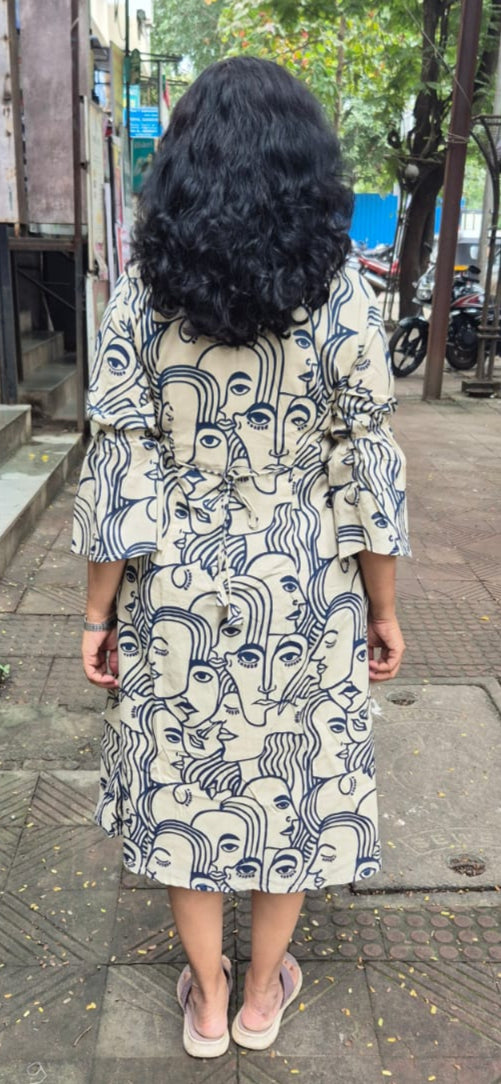 Off White Pure Cotton Printed One Piece