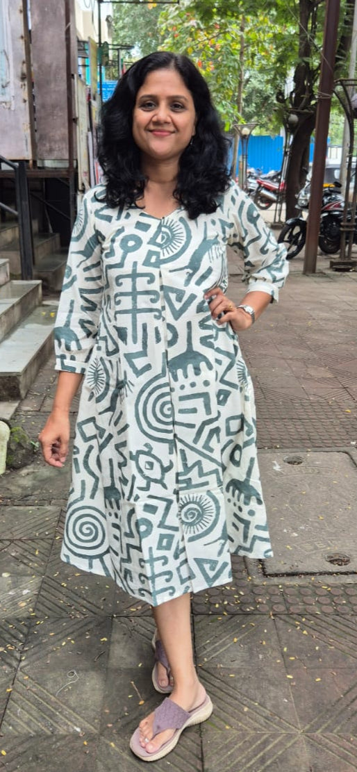 Off White Pure Cotton Printed One Piece