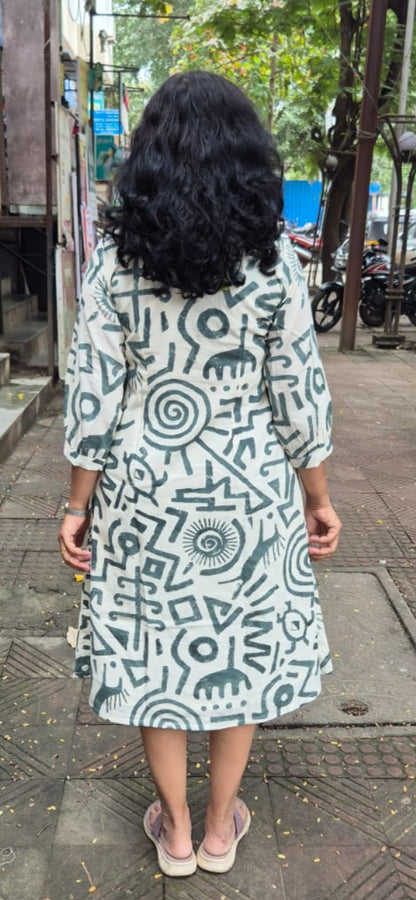 Off White Pure Cotton Printed One Piece